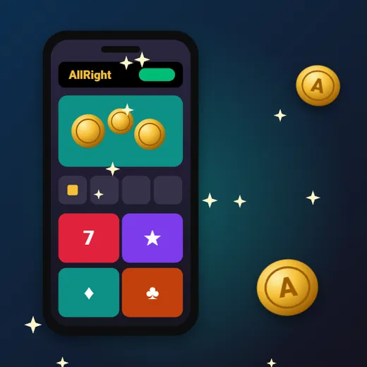 Kasyno Allright na telefon – ilustracja aplikacji z lobby i kafelkami gier na ekranie smartfona